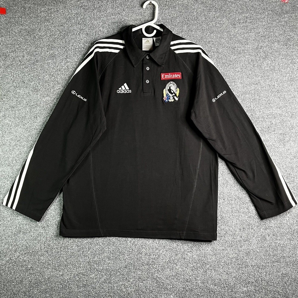 Vintage Adidas AFL Collingwood Magpies Football Club Long Sleeve Jersey XL Lexus